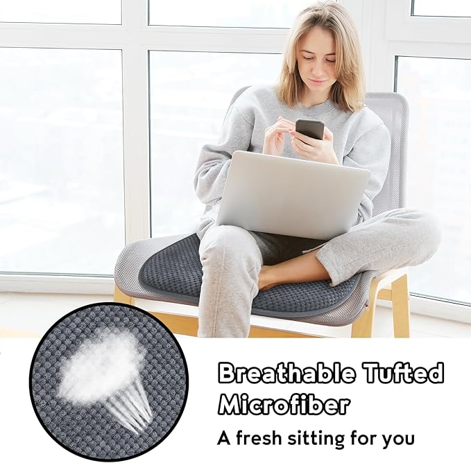 Grey Kitchen Dining Chairs Cushions Set of 4 Non Slip Foam Patio Seat Cushions Washable Soft Thick Pads Large Wooden Metal Tapered Chair Cushions,17" x 15"