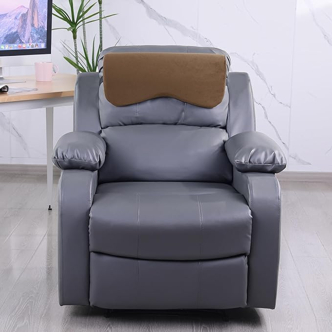 HOMBYS Cervial Neck Pillow for Recliner, Foam Headrest Cushion for Sleeping, Medium Firm Neck Support for Couch, Office Chair and Car, Non-Slip Backing and Elastic Straps, Coffee