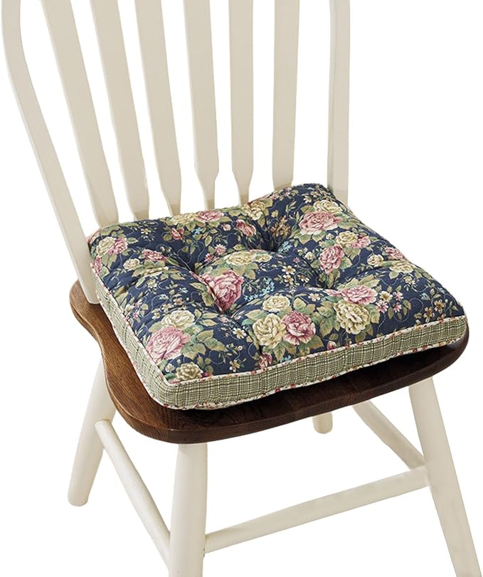 Boho Cotton Quilted Chair Cushion for Dining Chairs Non Slip Soft Comfortable Chair Pads with Ties Patchwork Printed Seat Cushion for Kitchen Chairs Office Chairs (Pattern J,16"x16")