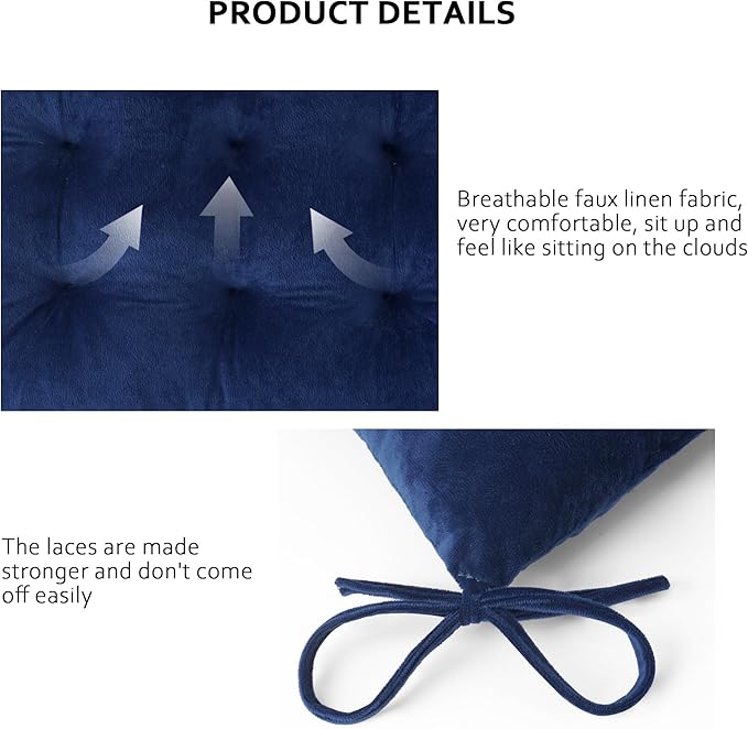 ELFJOY Rocking Chair Cushion Large Rocking Chair Pads with Ties Premium Tufted High Back and Seat Cushion 2 Piece Set Navy