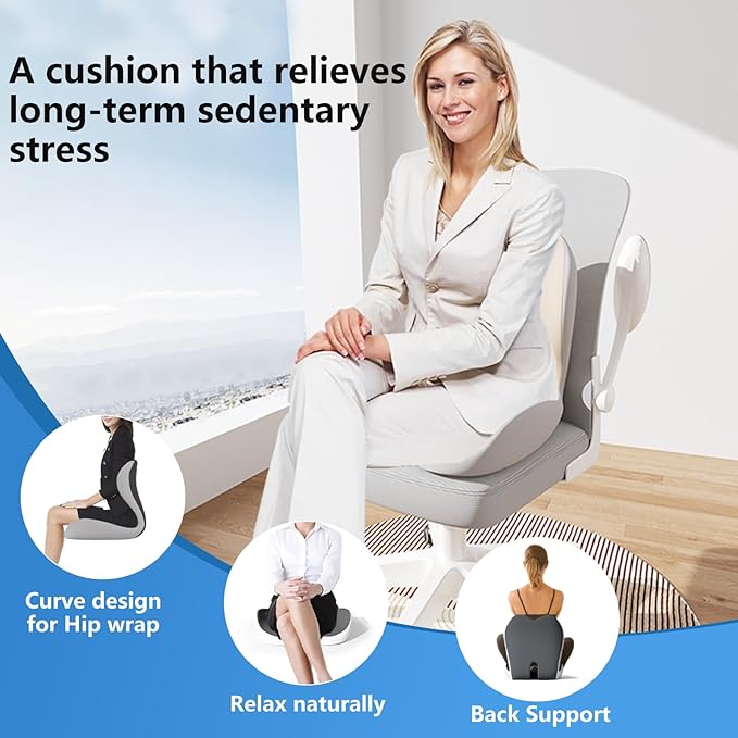 Lumbar Support Cushion for Office Chair, Ergonomic Memory Foam Back Support Pillow for Car Seat, Height-Extended Lower Back Cushion with Breathable Cover, Pain Relief for Office, Driving, Wheelchair