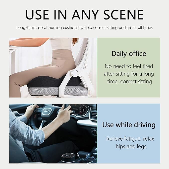 Orthopedic Cushion, Seat Cushion - Car Cushion with L Shaped Ergonomic Design, Memory Foam Seat Cushion for Office Chair, Car and Gaming Seat