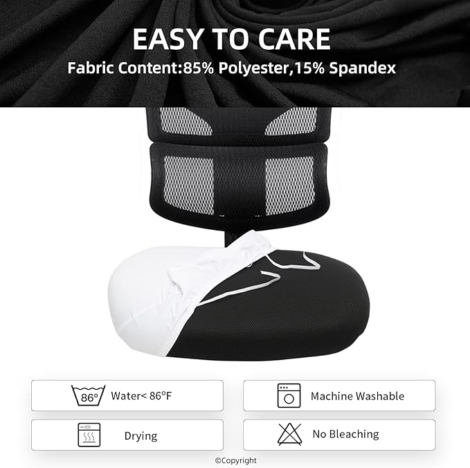 DIVA EN CAMINO DEC Stretchable Desk Office Chair Seat Cushion Covers - Universal Spandex Computer Chair Slipcover - Removable Washable Cushion Protectors Anti-Scratch for Dogs, Cats, Pets, Mid Gray