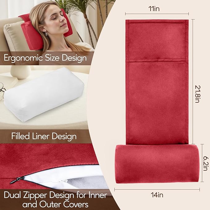 Neck Pillow for Recliner Chair, 14" Adjustable Recliner Pillow for Headrest, Soft Velvet Weighted Back Non-Slip Head Pillow for Couch, Chair, Sofa