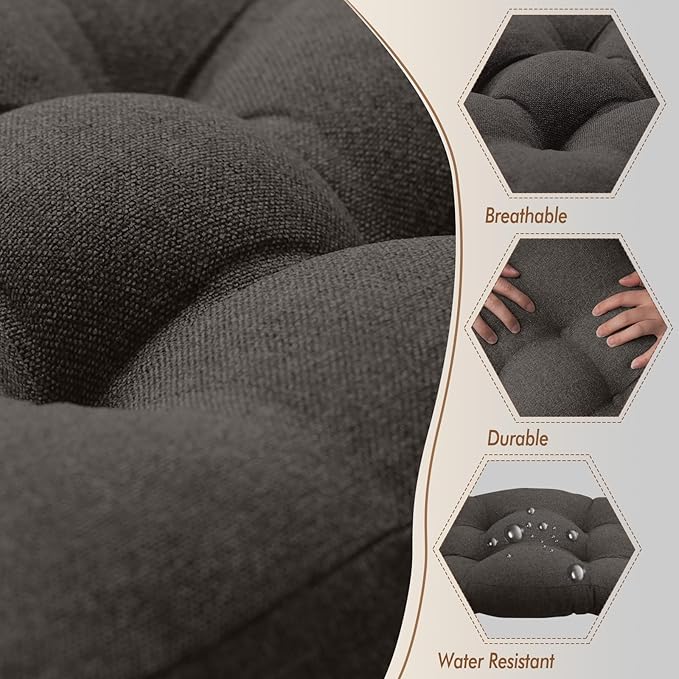 Rocking Chair Cushion, Set of 2, with Thicken Seat & Lumbar Support Back Cushion, Ergonomic Chair Cushion Non-Slip Bottom with Ties for Indoor/Outdoor Rocker, Office Chair, 22X17 Inch, Dark Grey