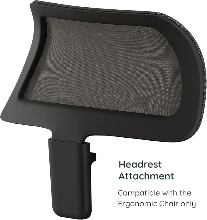 Branch Adjustable Headrest Attachment - Compatible Only Ergonomic Chair - Adjustable Height for Personalized Neck and Head Support - All Black
