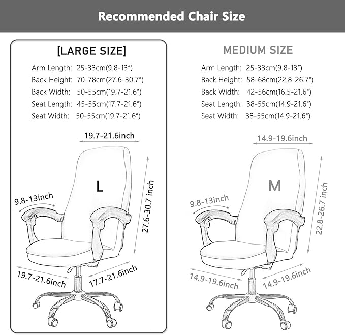 Melaluxe Office Chair Cover with Armrest Covers， Universal Stretch Desk Chair Cover, Computer Chair Slipcovers (Size: L) - Navy