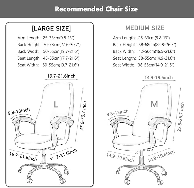 Melaluxe Office Chair Cover with Armrest Covers， Universal Stretch Desk Chair Cover, Computer Chair Slipcovers (Size: L) - Light Gray