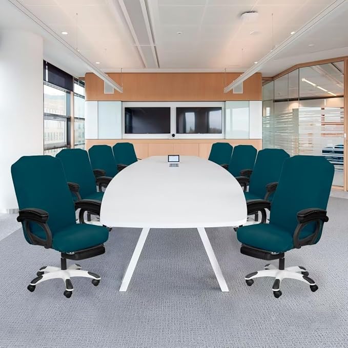 SARAFLORA Office Chair Cover, Stretchable Desk Cover Removable Computer for with Zipper Universal Spandex Rotating Anti-dust Slipcover,Sapphire, Large | 2PCS (BGYT-L2-Sapphire)