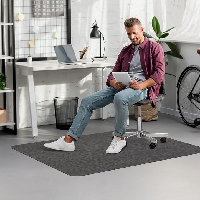 Blvornl Office Chair Mat for Hardwood Floor, 40"x 55" Desk Mat for Hard Wood, Large Anti-Slip Hard Floor Protector Rolling Chair Mat, PVC Mat Desk Rug for Office Home, Black