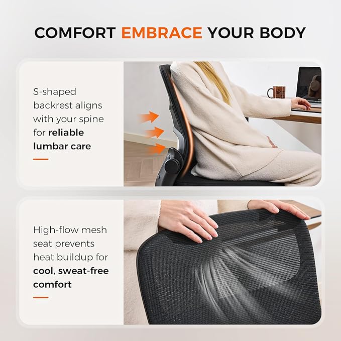 Drafting Chair Armless, Tall Office Chair with Adjustable Foot Ring and Lumbar Support, Ergonomic Mesh High Desk Chair for Standing Desk, Black