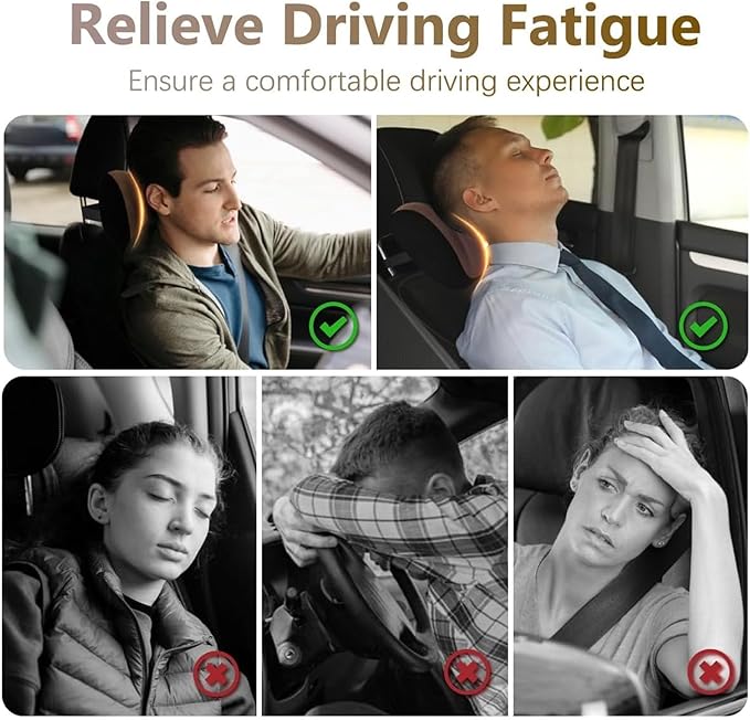 2025 Car Headrest & Lumbar Support Cushion, Car Lumbar Support Pillow and Neck Pillow Kit, Ergonomic Seat Headrest and Backseat for Neck Back Pain Relief (Black02)