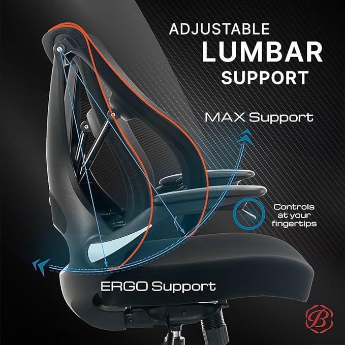 Living Style Beauty Rest ErgoMax Ergonomic Mesh Swivel Task Chair, Black