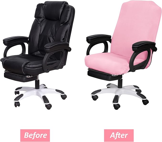 SARAFLORA Office Chair Cover- Large, Pink Removable Computer Chair Cover for Office Chair with Zipper for Universal Rotating Chair Desk Chair Cover High Back Chair Seat Washable Protector for Pets