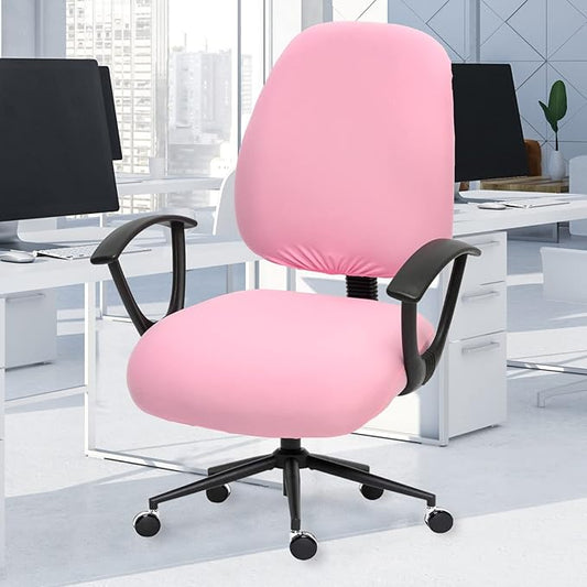 Super Stretchable Separate Office Chair Seat Covers - Universal Spandex Computer Chair Slipcover - 180GSM Washable Rotating Backrest Coverings & Cushion Protectors for Dogs, Cats, Pets