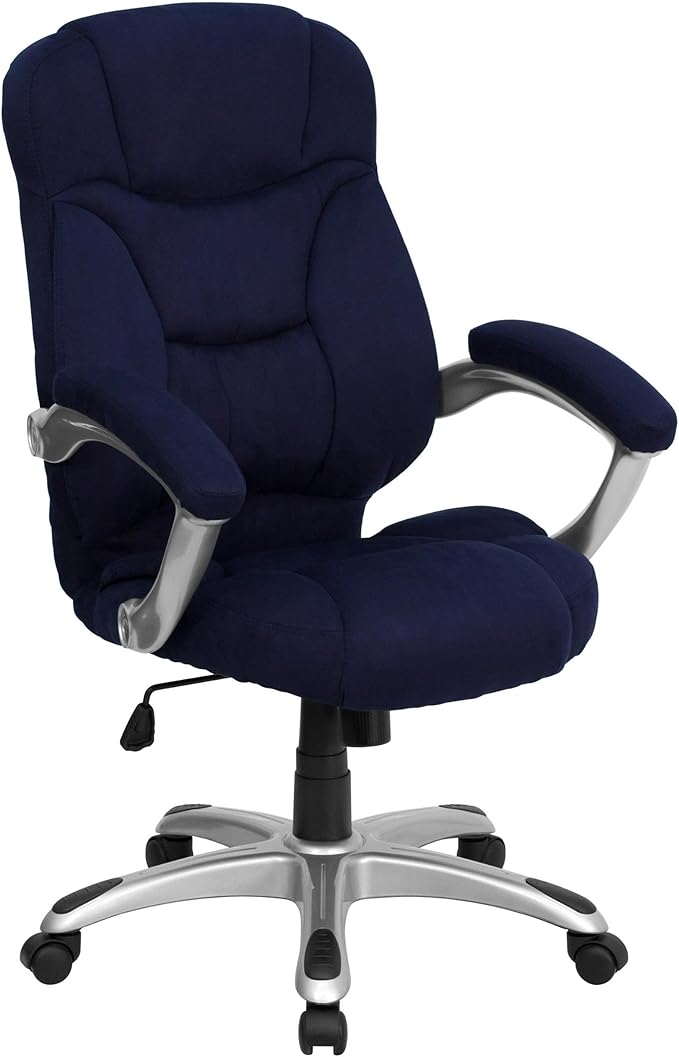 Flash Furniture Jessie High Back Navy Blue Microfiber Contemporary Executive Swivel Ergonomic Office Chair with Arms