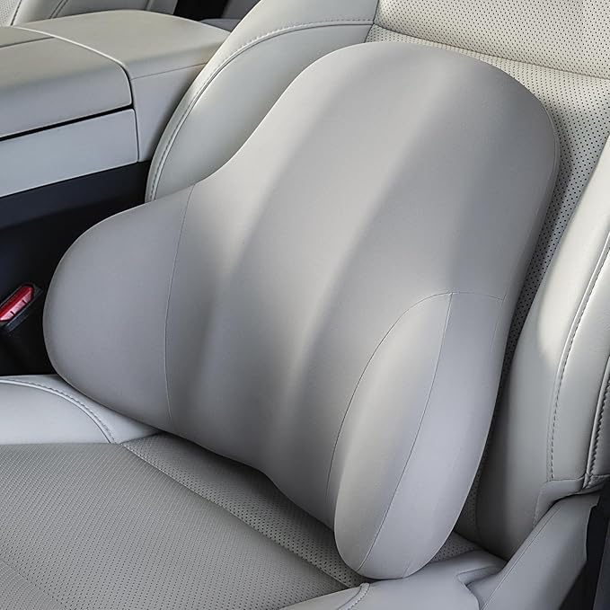 BABUR Lumbar Support Pillow for Car, Ergonomic Memory Foam Support Pillow for Lower Back Pain Relief, Washable Cover, Lumbar Cushion for Driving Seat, Fits Most Cars | Gray