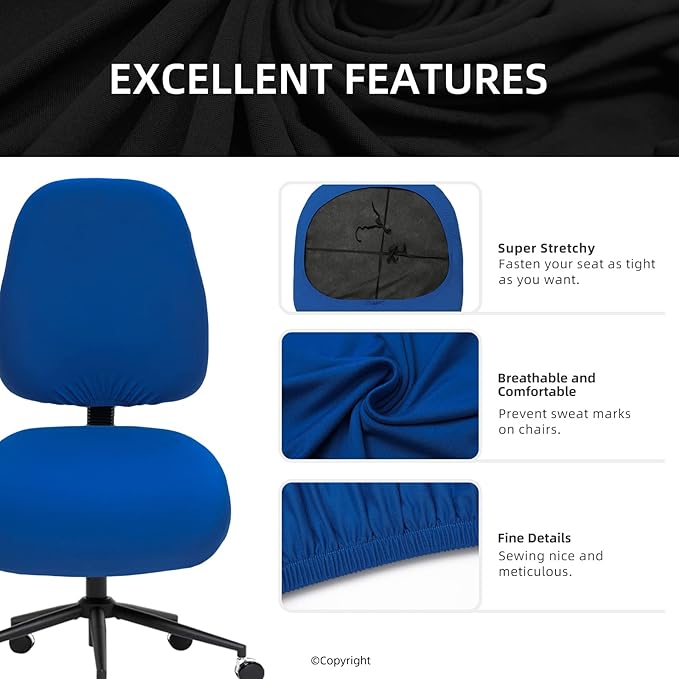 DIVA EN CAMINO DEC Super Stretchable Desk Office Chair Seat Covers - Universal Spandex Computer Chair Slipcover - 180GSM Washable Rotating Backrest Coverings & Cushion Protectors for Dogs, Cats, Pets