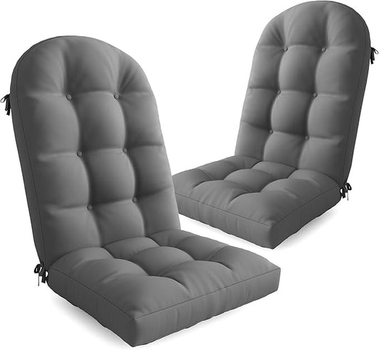 UDPATIO Adirondack Chair Cushion Set of 2 with Ties, Fade-Resistant High Back Outdoor Seat Cushions for Patio, Deck, Porch, Rocking Chairs & Lawn Furniture (Upper & Lower Lumbar Support)，Dark Grey