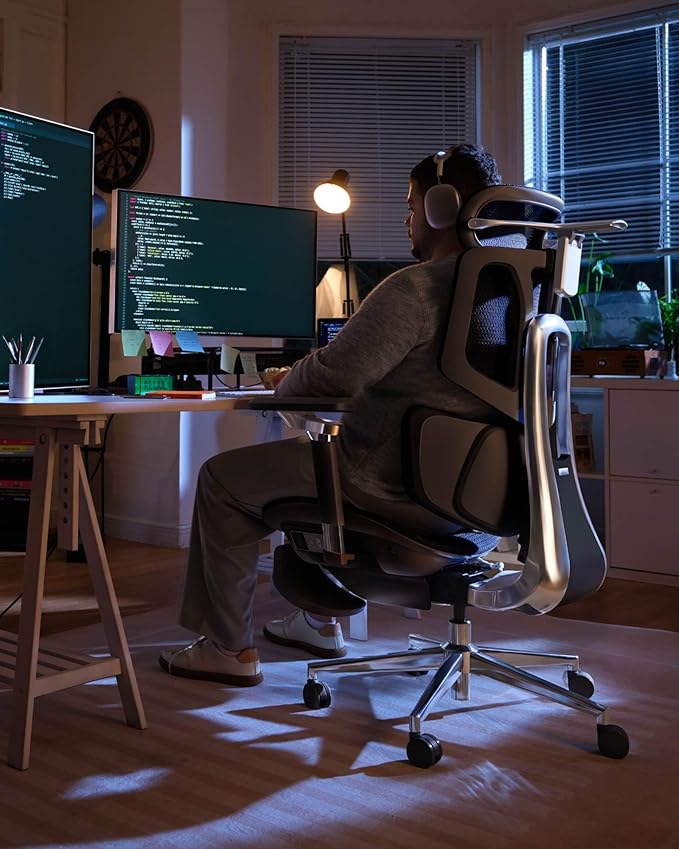 Hbada X7 Smart Ergonomic Chair, Office Chair, with Fully Automated Lumbar Tracking, 4D Adjustable Headrest, 720° Adjustable Armrests, Ventilated Seat Cushion, Swivel, Black