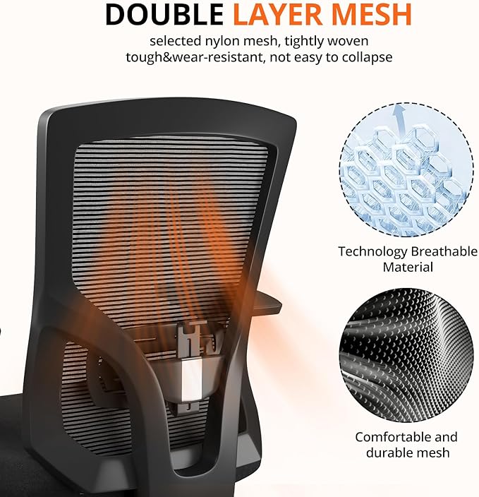 500 lbs Big and Tall Office Chair, Heavy Duty Mesh Desk Chairs with Comfort Spring-Supported Extra-Wide Seat Cushion, 3D Armrests, Ergonomic Breathable Computer Chair for Heavy People