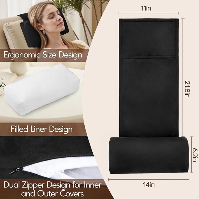 Neck Pillow for Recliner Chair, 14" Adjustable Recliner Pillow for Headrest, Soft Velvet Non-Slip Head Pillow for Recliner, Couch, Chair, Sofa