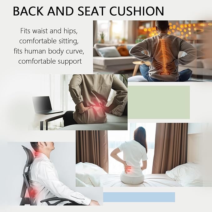 Orthopedic Cushion, Seat Cushion - Car Cushion with L Shaped Ergonomic Design, Memory Foam Seat Cushion for Office Chair, Car and Gaming Seat