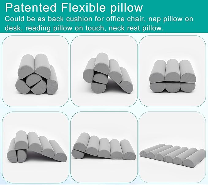 Ergonomic Lumbar Support Pillow for High Back Office Chair - Adjustable 6 Semicircular Back Cushion with Breathable Mesh Cover,Spine Support for Desk/Gaming Chairs, Neck/Upper/Lower Back Pain Relief