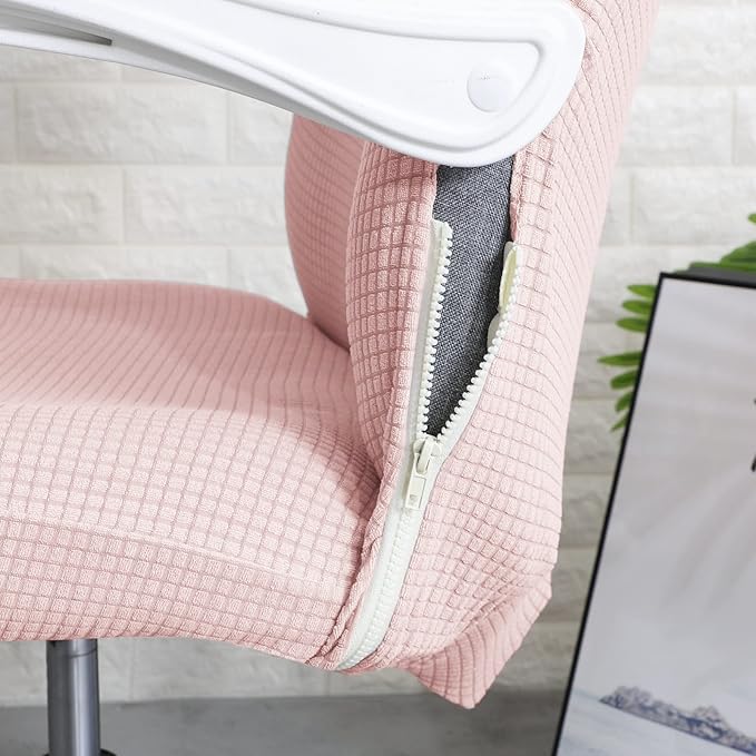 FORCHEER Office Chair Cover with Armrest Covers Pink Water-Resistant Jacquard Covers for Office Executive Chair and Arms Large Washable