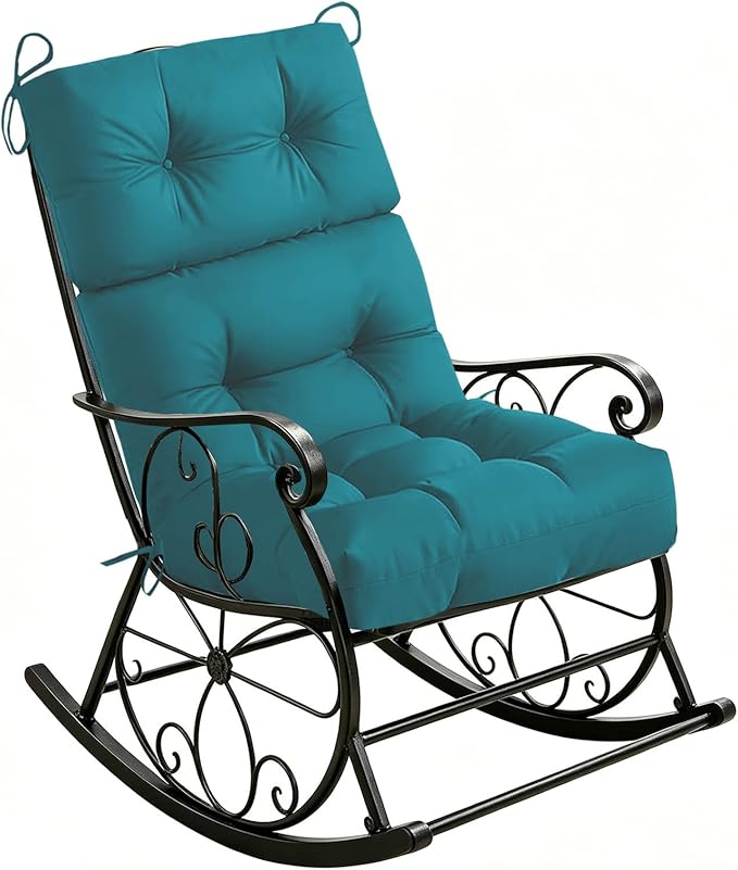 Outdoor Chair Cushions Rocking Chair Cushion, Large Waterproof Patio Seat Pad with Anti-Slip Ties for Adirondack & Rocking Chair 45x21 Inch Lake Blue