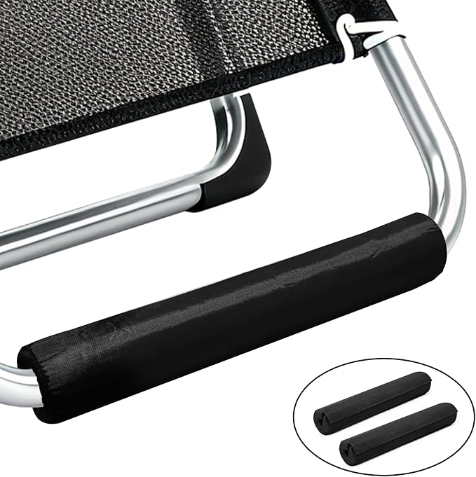 Zero Gravity Chair Foot Rest, Footrest Cushion for Anti Gravity Folding Recliner, Footrest Padding for Patio Lawn Outdoor Chair, Comfortable Foot Mat Accessories for Tall User (Black-2pcs)