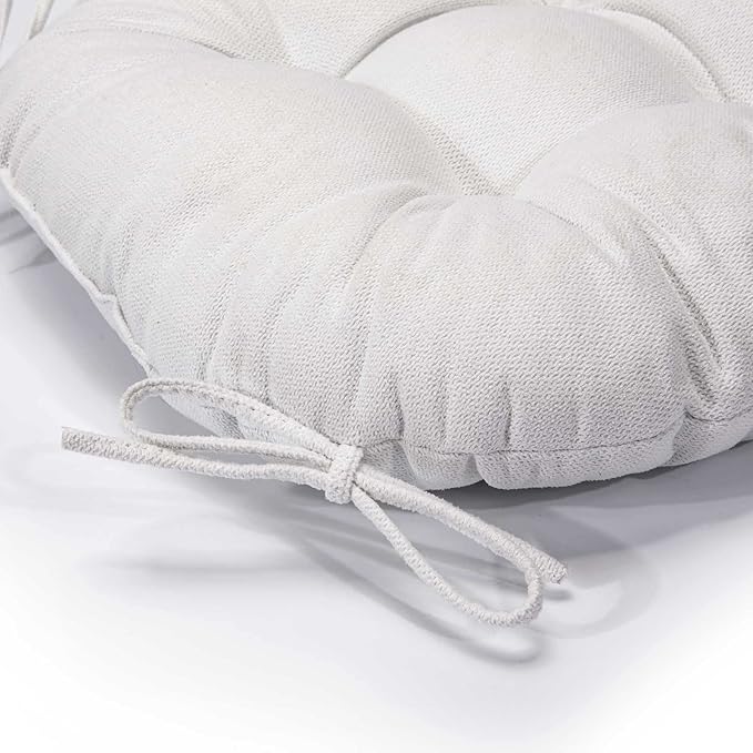 Chair Cushion, Chair Cushions for Dining Chairs, Chair Pads and Mat with Ties for Indoor Kitchen Seat and Desk (White, 6 Count - 17 x 16 in)