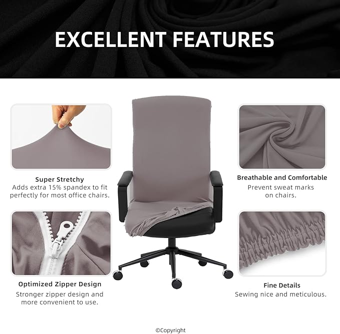 DIVA EN CAMINO DEC Universal Stretch Office Chair Cover with Durable Zipper, Soft Slipcover for Desk or High Back Chair