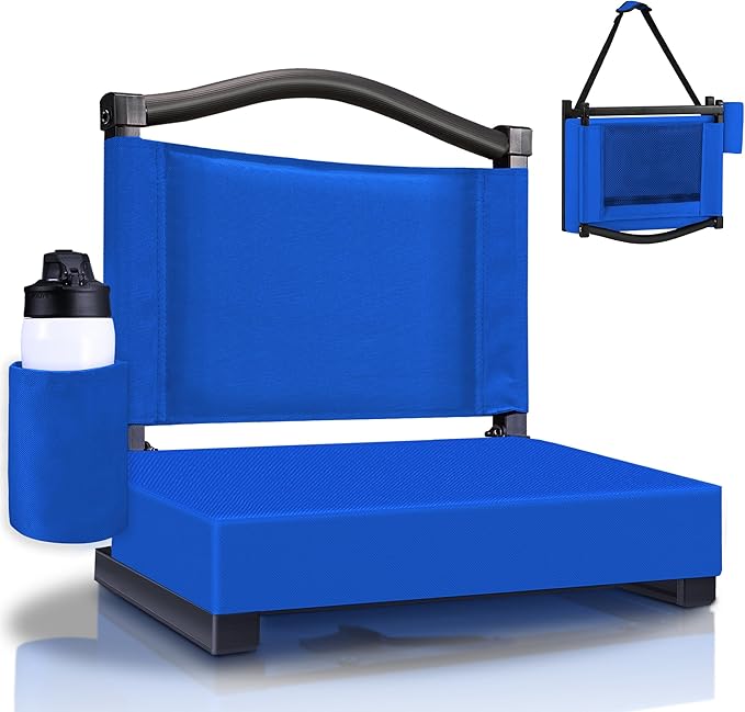 HABUTWAY Stadium Seats with Back Support and Thick Cushion Bleacher Seats with Backs and Cushion Wide, Stadium Chairs Include Shoulder Strap and Pocket, Perfect for Sports Events