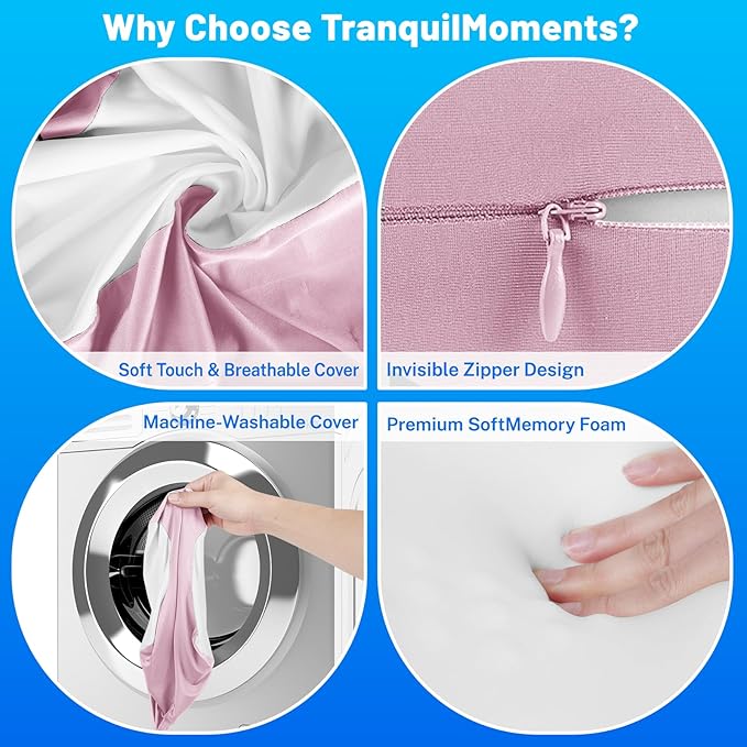 Knee Pillow for Side Sleepers, Leg Pillow with Washable Cover, Memory Foam Leg Pillow for Side Sleeping, Heart-Shape Cushion for Hip, Back & Sciatica Pain Relief, Pink