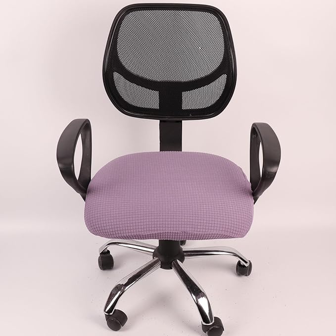 Melaluxe Stretch Jacquard Office Chair Cover, Removable Washable Desk Chair Cover Rotating Chair Seat Slipcover, Purple