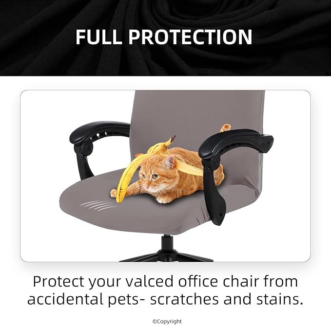 Elastic Computer Chair Cover with Durable Zipper - Protective Removable Washable Universal Office Desk Chair Seat Slip Cover - Stretchy Soft Anti-dust Desk Chair Seat Protector for Dogs, Cats, Pets