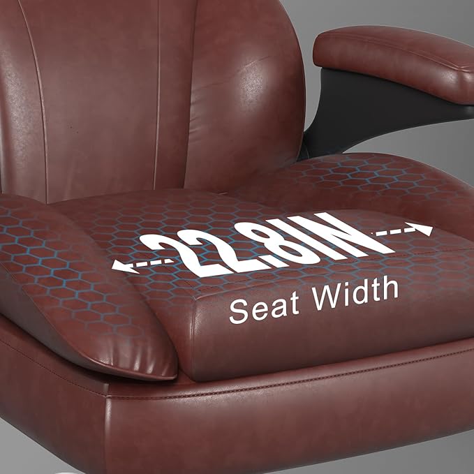 Office Chair, Home Desk Chair, Ergonomic Computer Chair with Lumbar Support, Executive Leather Chair with Flip-Up Armrests, Big and Tall Swivel Rolling Chair, Brown