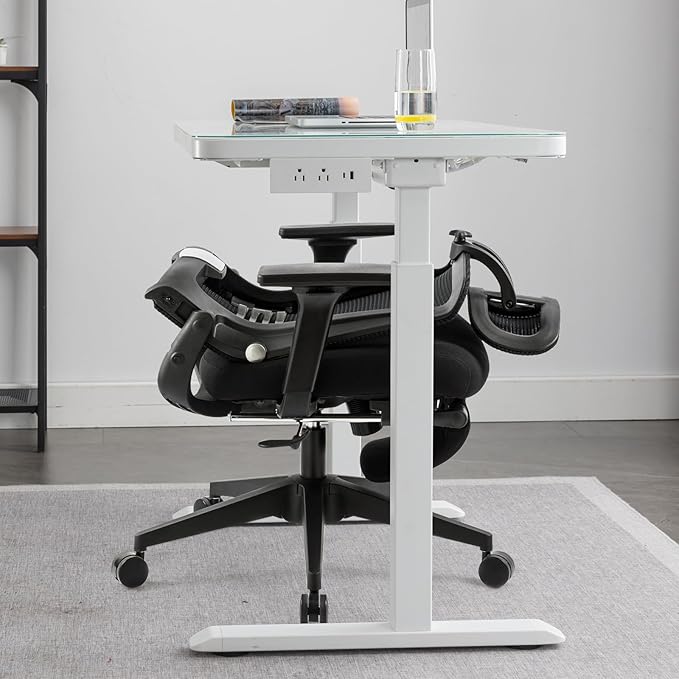 Foldable Office Chair with Foot Rest, Ergonomic Office Chair with Adjustable Lumbar Support, Headrest, Armrest, Home Office Desk Chairs for Space Saving, Work from Home, Black