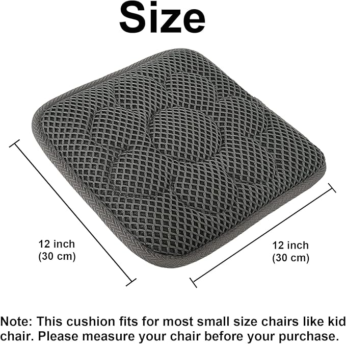 Esme L&H 12 Inch Kids Chair Pads with Ties Breathable 3D Air Mesh Chair Cushion Square Seat Cushion for Kids Chair/School Chair/Wood Chairs