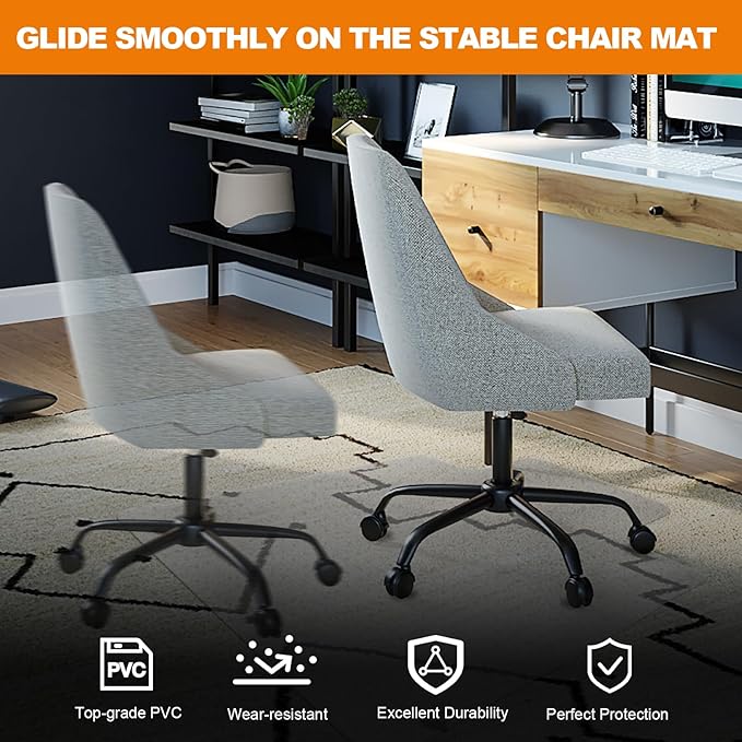 Chair Mat for Carpet- Low Pile (1/4" Thick) Carpet Protector for Office Gaming Computer Desk Chair. Heavy Duty Desk Chair Mat for Carpeted Floors, Semi Transparent (with Lip（Thickened）)