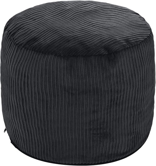 WSOFRLAC Pouf Ottoman Foot Stools Ottoman with Foam Small Corduroy Ottomans for Living Room Ottomans Pouf 20x15 Floor Poufs Foot Rest for Office Chair Black Foot Stool Small