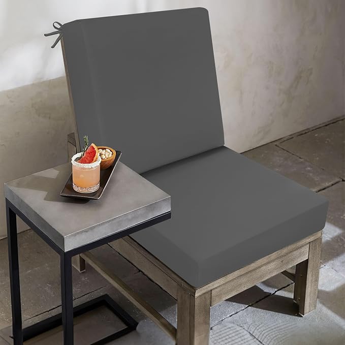 idee-home Outdoor Patio Dining Chair Cushion, High Back Density Foam Chair Cushions Seat with Removable Cover, WeatherResistant Indoor Deep