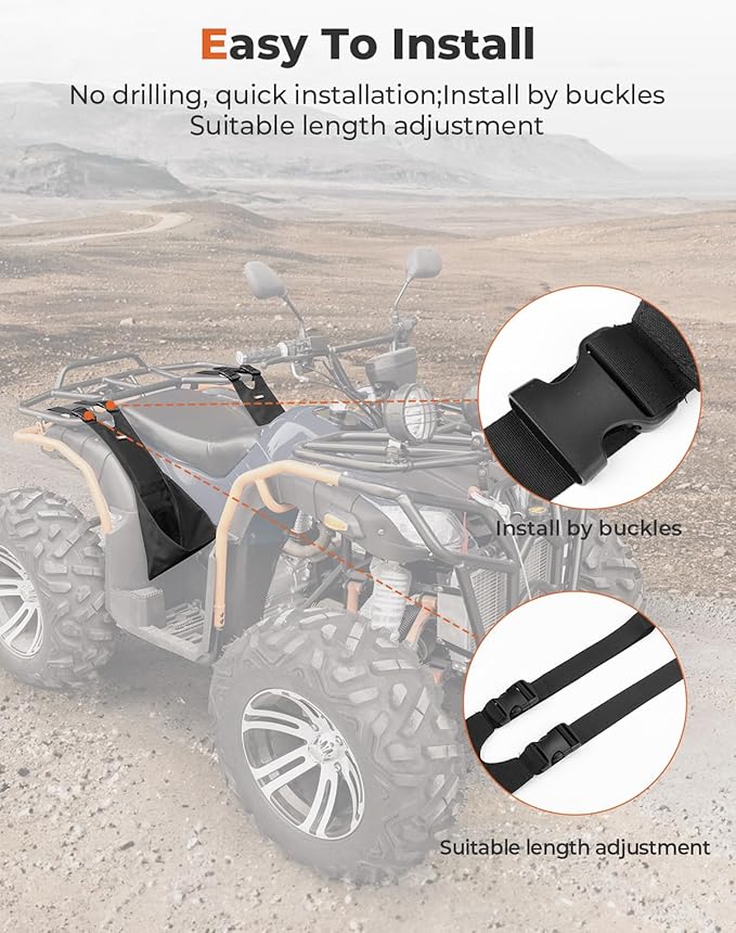 KEMIMOTO ATV Rear Passenger Foot Pegs Universal Adjustable Foldable Wear-resistant Foot Rest Made of 600D Oxford Compatible With Polaris Sportsman Kawasaki Arctic Cat 2 Pcs