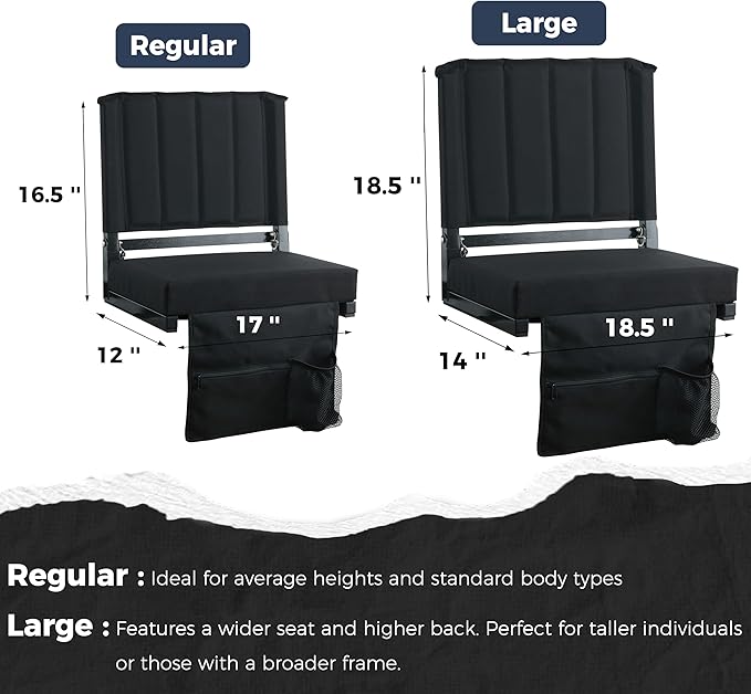 SPORT BEATS Stadium Seats with Back Support Bleacher Chairs with Back and Cushion Thick Padded Bleacher Seats Includes Shoulder Strap