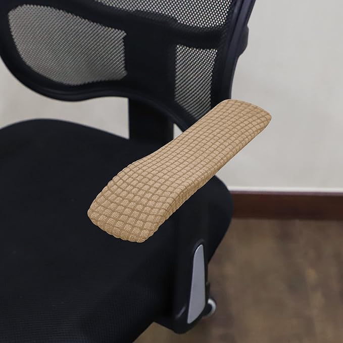 FORCHEER Office Chair Armrest Covers Stretchable Water Resistant Spandex Stretch Jacquard Elastic Band Computer Office Chair Arm Pad Covers Chair Slipcover for Desk Chairs Arm 2P-Camel