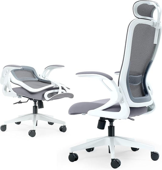 Tervo Model U | Folding Office Chair for Small Spaces | Ergonomic Design with High Rebound Mesh | Computer Desk Chair for Gaming | For Adults & Kids | Foldable & Compact with Flip Up Arms