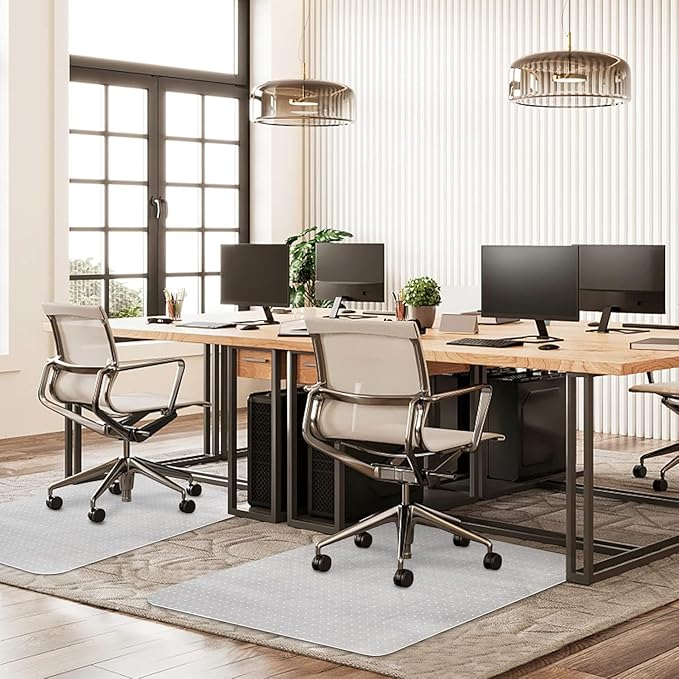 Office Chair Mat for Carpet Floors, Desk Mats 48"X36" for Rolling Desk on Low Pile Carpets, Rectangle Computer Gaming Plastic Floor Mats for Office Chair on Carpet, Flat Without Curling