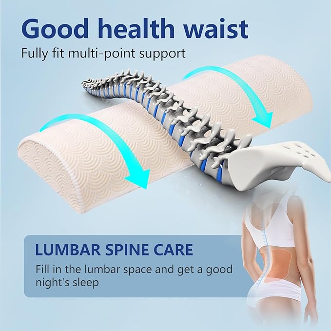Cozyhealth - 2.95" H*18.7" L - Soft Small Lumbar Pillow for Sleeping, Memory Foam Back Lumbar Support Cushion for Lower Back Pain Relief Bed Waist Sleep Support Pillow for Side, Back (White, Small)