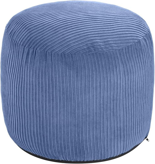 WSOFRLAC Pouf Ottoman Foot Stools Ottoman with Foam Small Corduroy Ottomans for Living Room Ottomans Pouf 20x15 Floor Poufs Foot Rest for Office Chair Blue Foot Stool Small